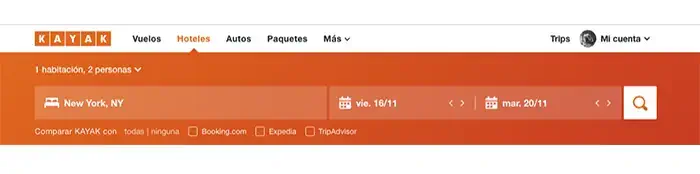 Haz una búsqueda de hoteles en KAYAK.
